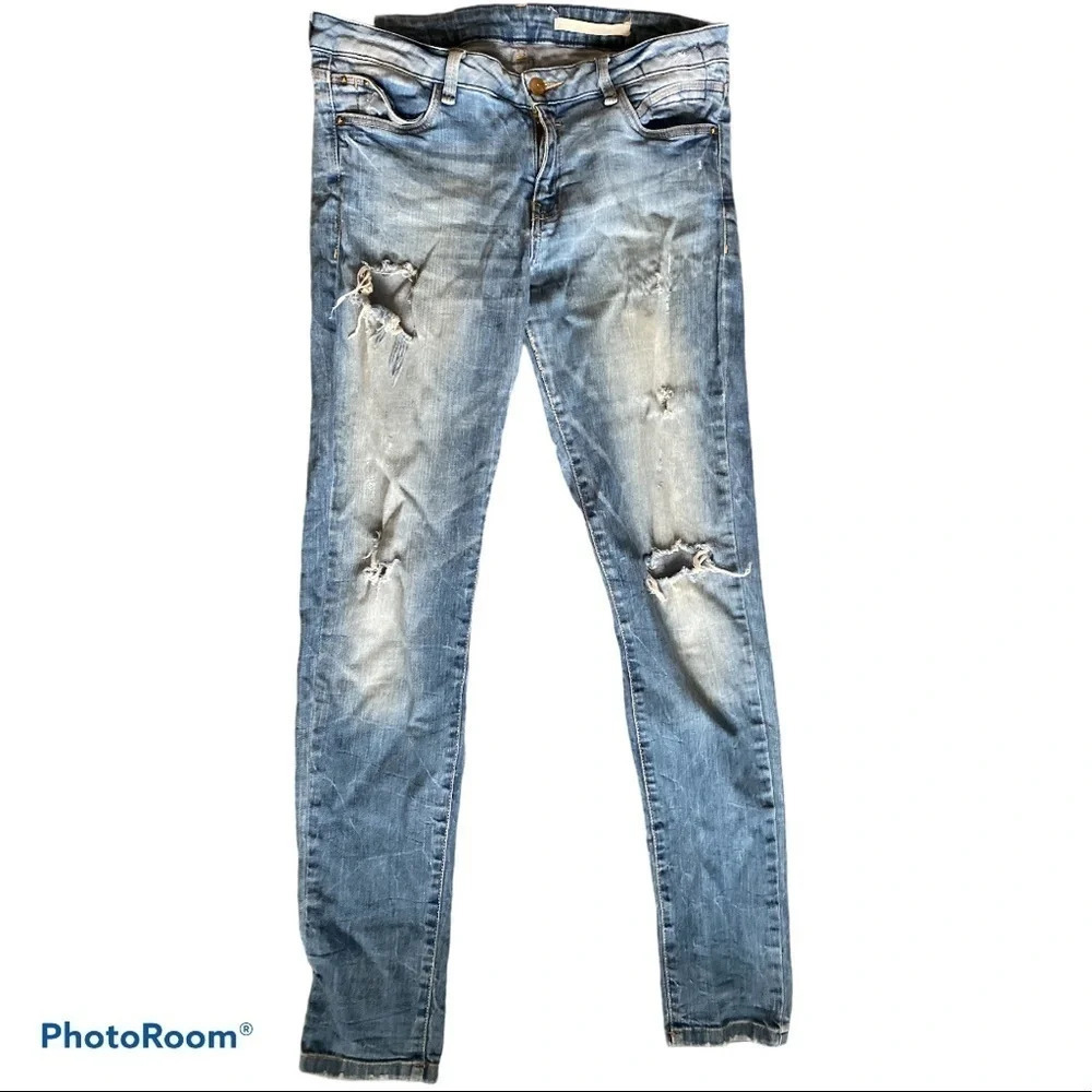 Zara Trafaluc Distressed Denim Jeans Sz  26